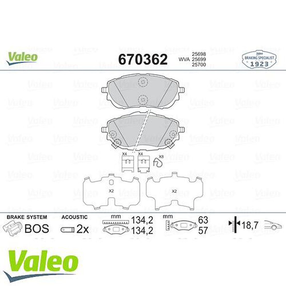 Valeo 670362 Ön Fren Balatası Toyota Corolla 2013-Auris 2012-1.33 1.6 Benzinli 1.4 D4D Dizel 44650239