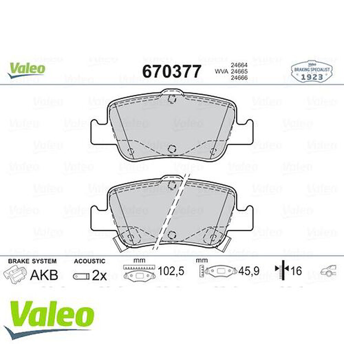Valeo 670377 Fren Balatası Arka Toyota Auris 1.4 D4D 1.6 07-Corolla 1.4 D4D 1.6 07-11 44660218