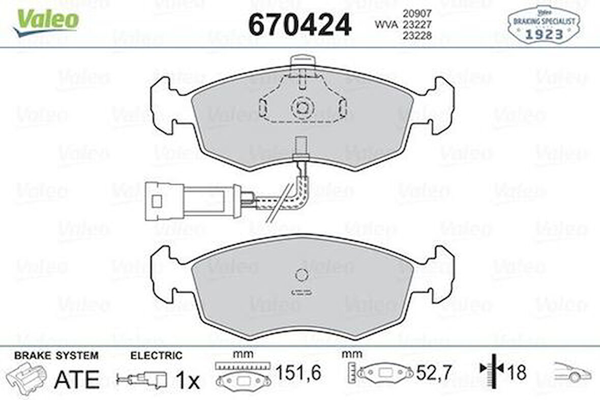 Valeo 670424 Ön Balata Palio Weekend 96 Albea 01 Doblo 00 Fişli 9947954
