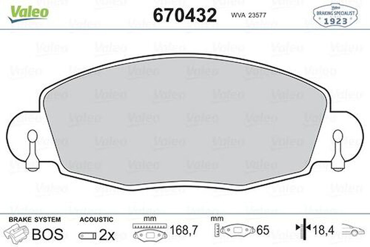 Valeo 670432 Ön Fren Balatası Transit V184 02-06 Arkadan İtişli YC152K021AC