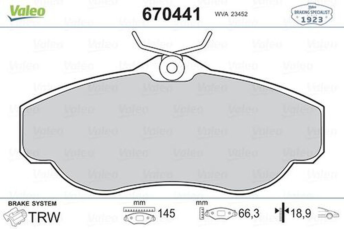 Valeo 670441 Fren Balatası Ön Discovery 2 L318 98-04 Range Rover I 3.9 Vogue 88-94 Range Rover II P38A 94-01 SFP000210