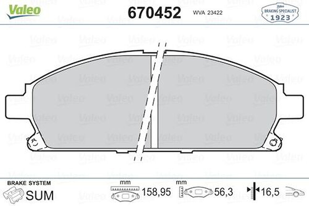 Valeo 670452 Fren Balatası Ön Nissan Trail 00-07 Pathfinder 97-04 Infiniti QX4 Q45 II 97-00 410608H785