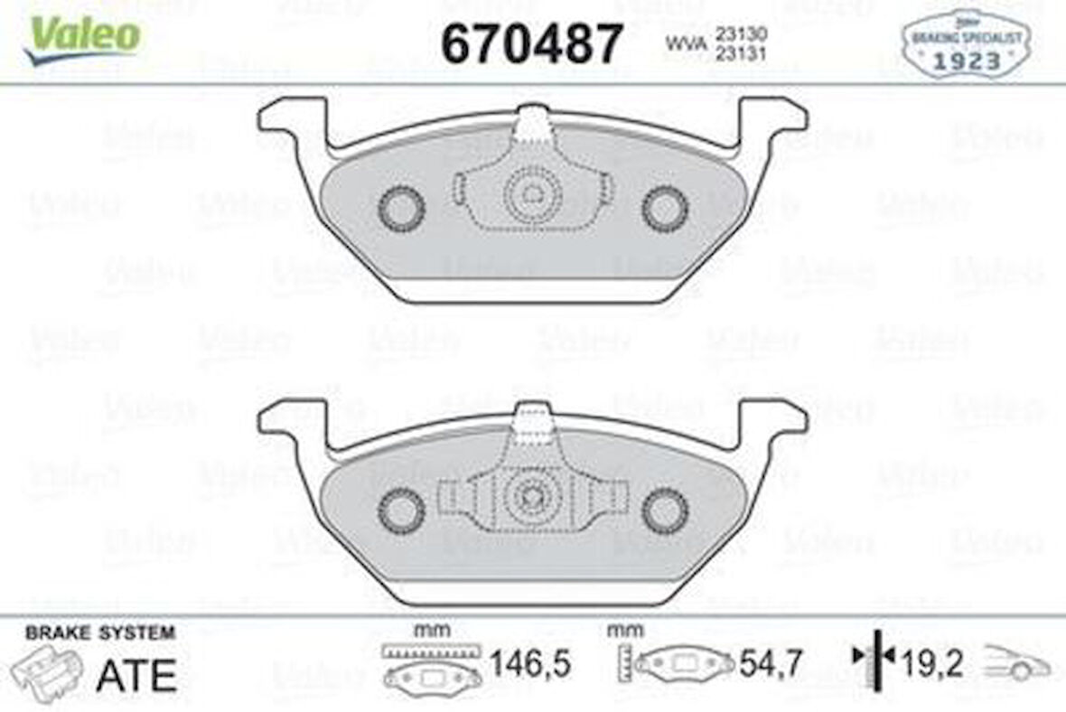 Valeo 670487 Ön Fren Balatası Golf IV 97> Bora 98> Polo V 09> Polo IV 01> Jetta IV 10> Beetle 11> Up 11> Lt28-35 96>06 Lt28-46 96>06 A1 10> A3 96> Cordoba 02> Toledo Ibıza IV 01> Ibıza V 08> Leon 99> Fabıa Octavıa Roomster 06> Cıtıgo 11> Rapıd 12> V-