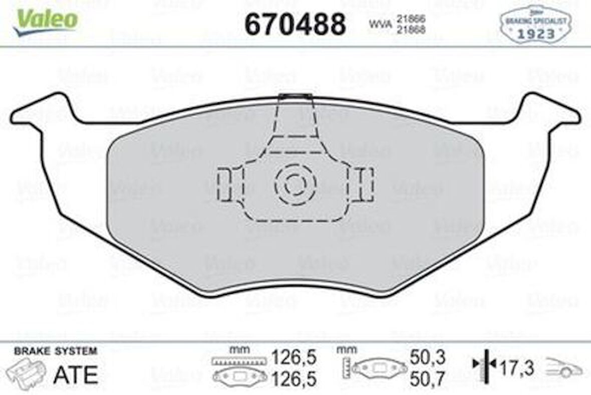 Valeo 670488 Fren Balatası Ön Polo III 95-Lupo 98-Fo05-Arosa 97-Fabia 00-9 6N0698151C
