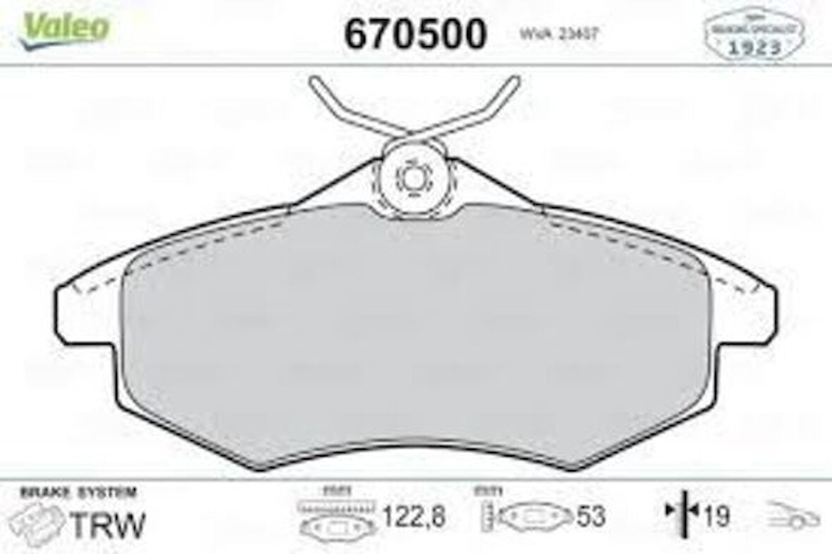 Valeo 670500 Ön Fren Balatası C2 C3 1.1 1.4L 1.4HDI 03- 4253.45