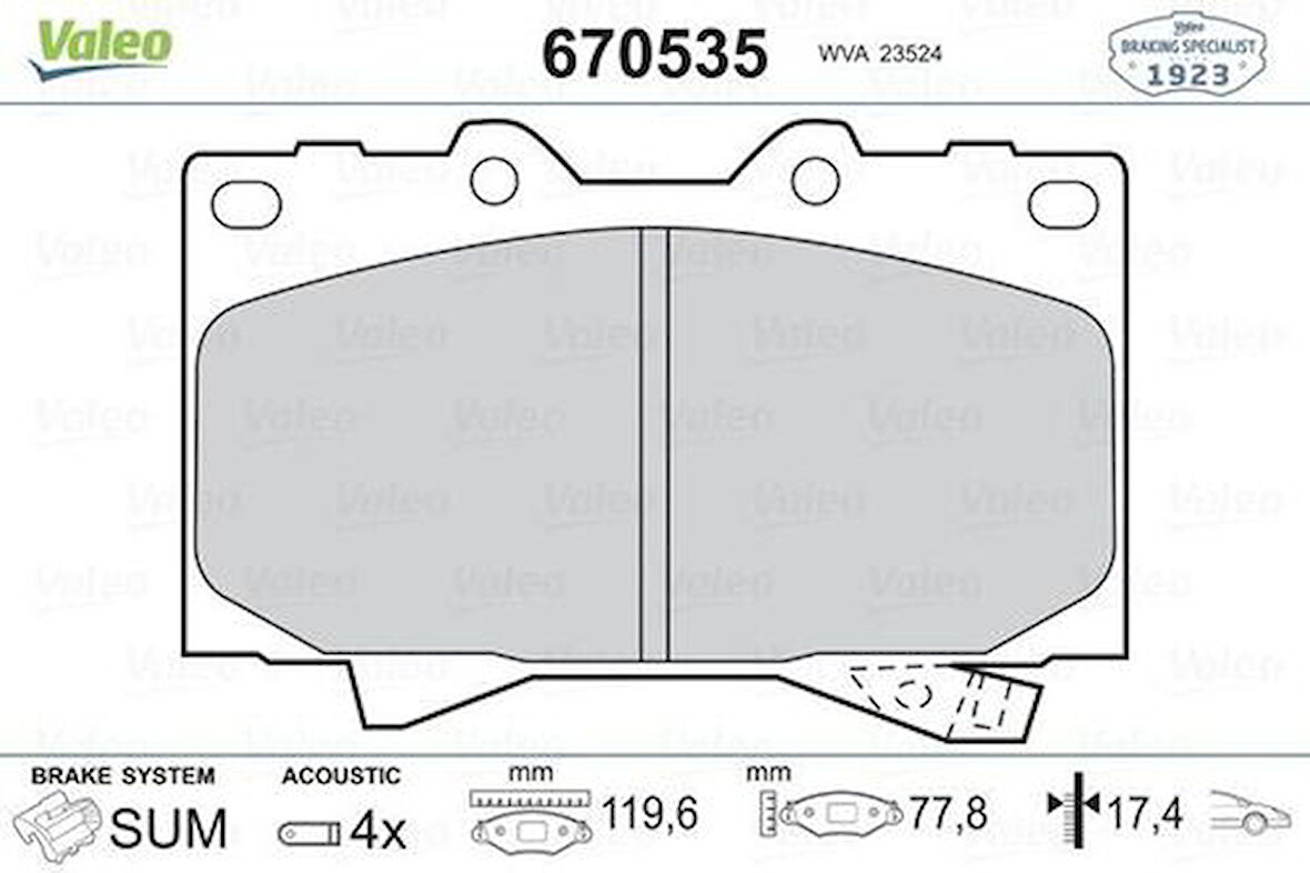 Valeo 670535 Ön Fren Balatası Land Cruiser TD 4.2 4.7 98-08 Lexus 01-07 446560120