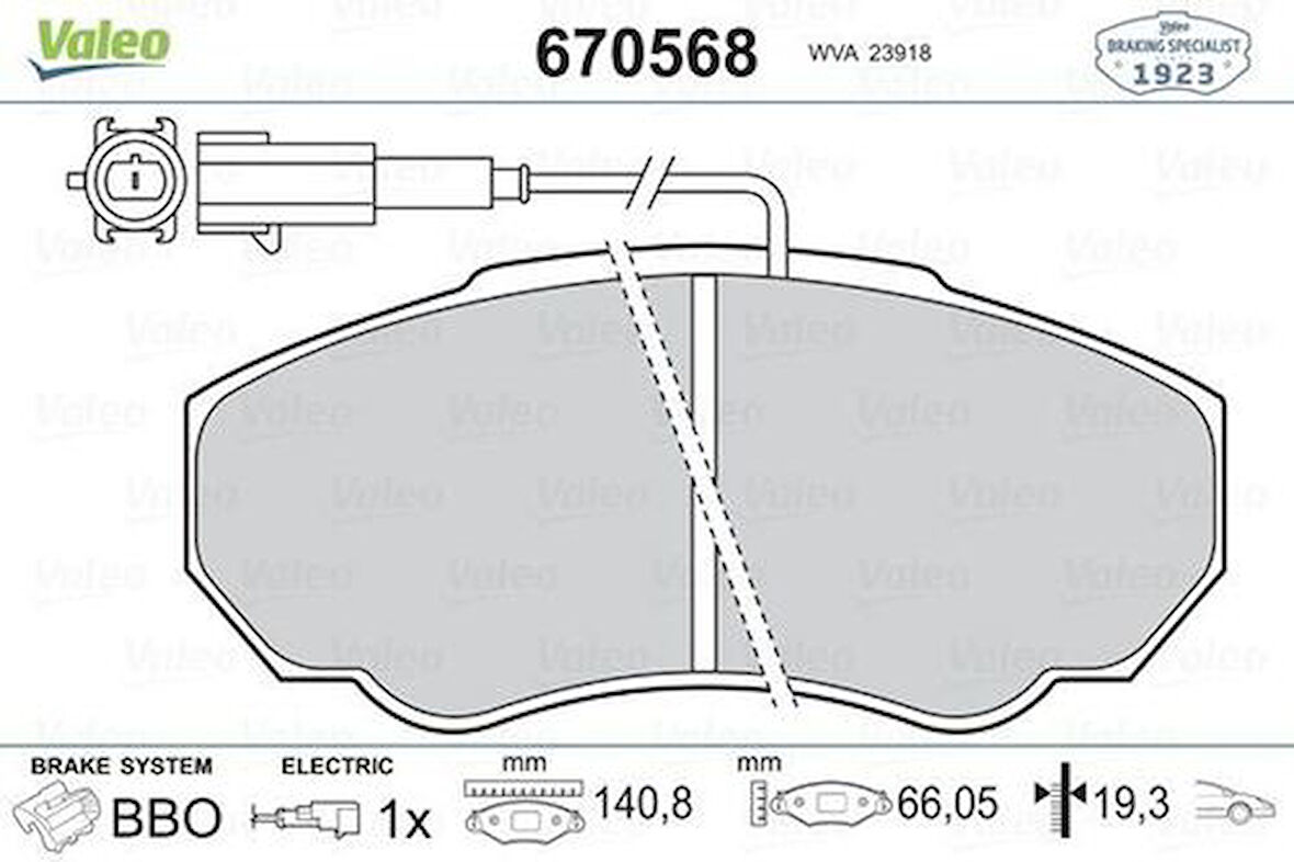 Valeo 670568 Ön Fren Balatası Boxer Ducato Jumper 2.0HDI 2.0I 2.2HDI 14Q Fişli 02 05 71752979