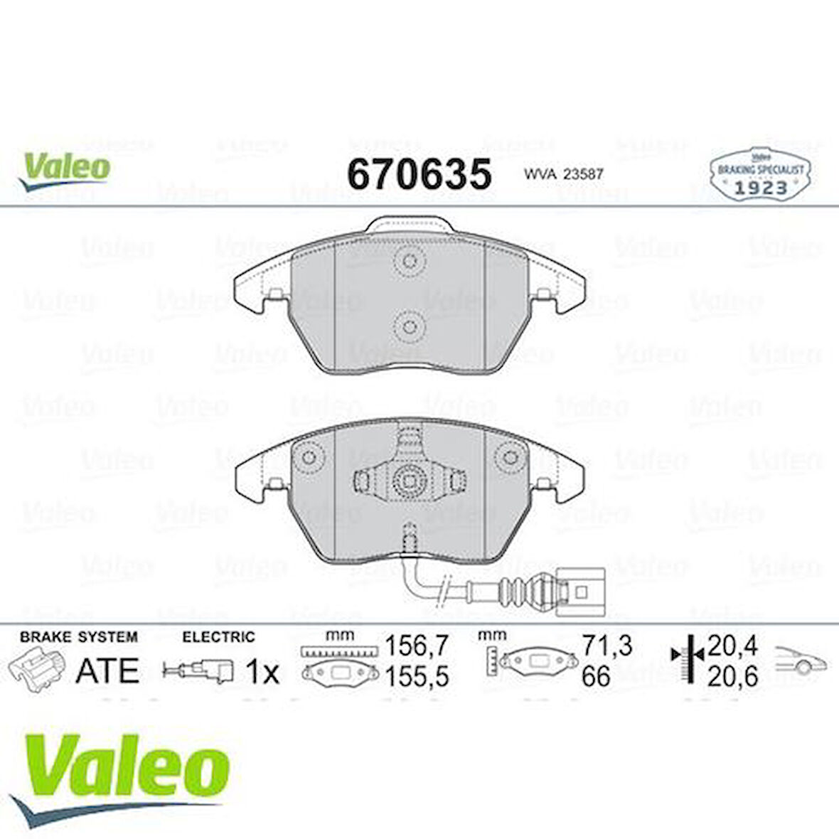 Valeo 670635 Ön Fren Balatası Caddy 03-Golf V A3 Octavia Touran Toledo 04-Passat Jetta 05-Fişli 5K0698151