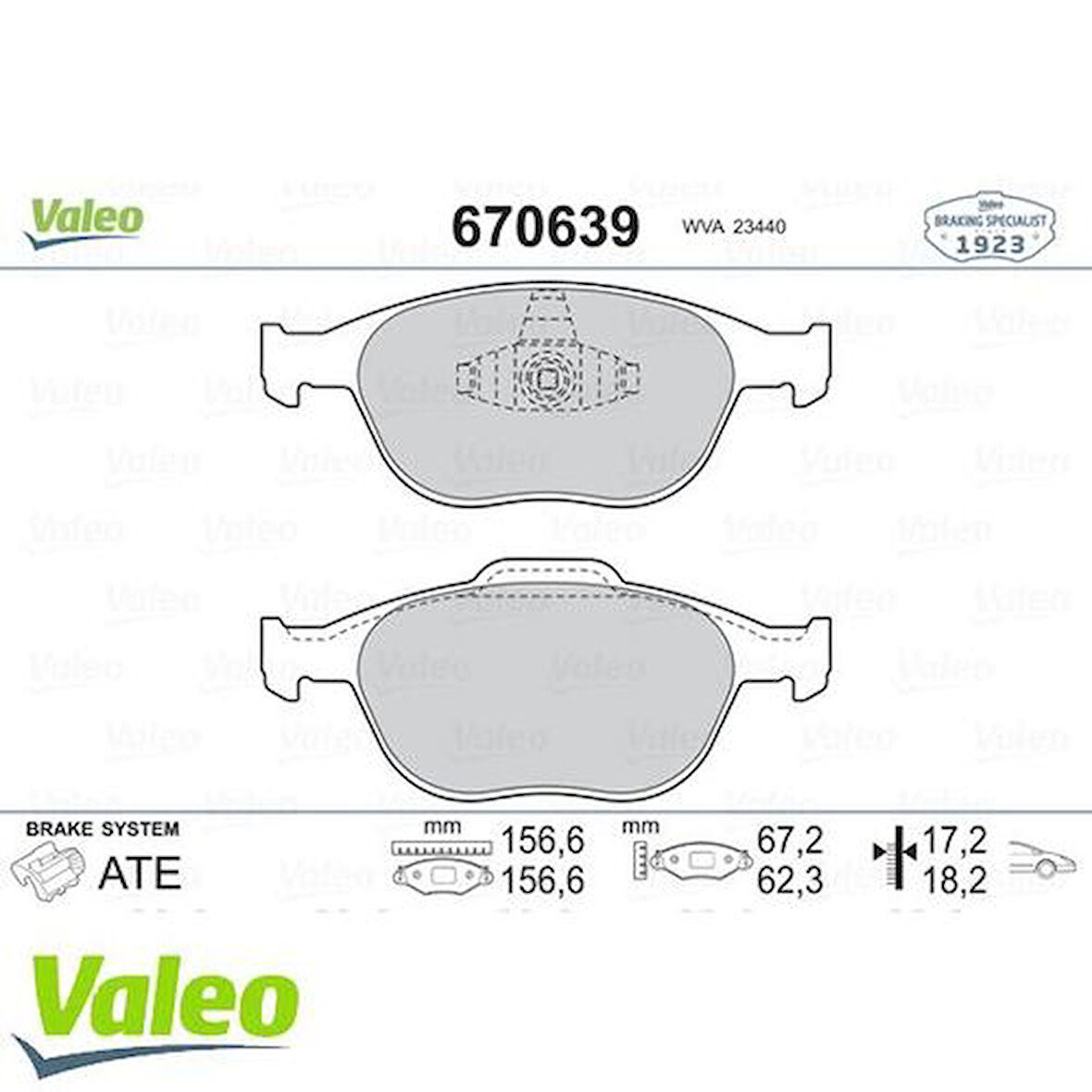 Valeo 670639 Ön Fren Balatası Takım Transit Tourneo Connect 1.8I 16V 1.8I Tddı 1.8 TDCI 02 Focus St 170 2.0I 15 2T142K021AC