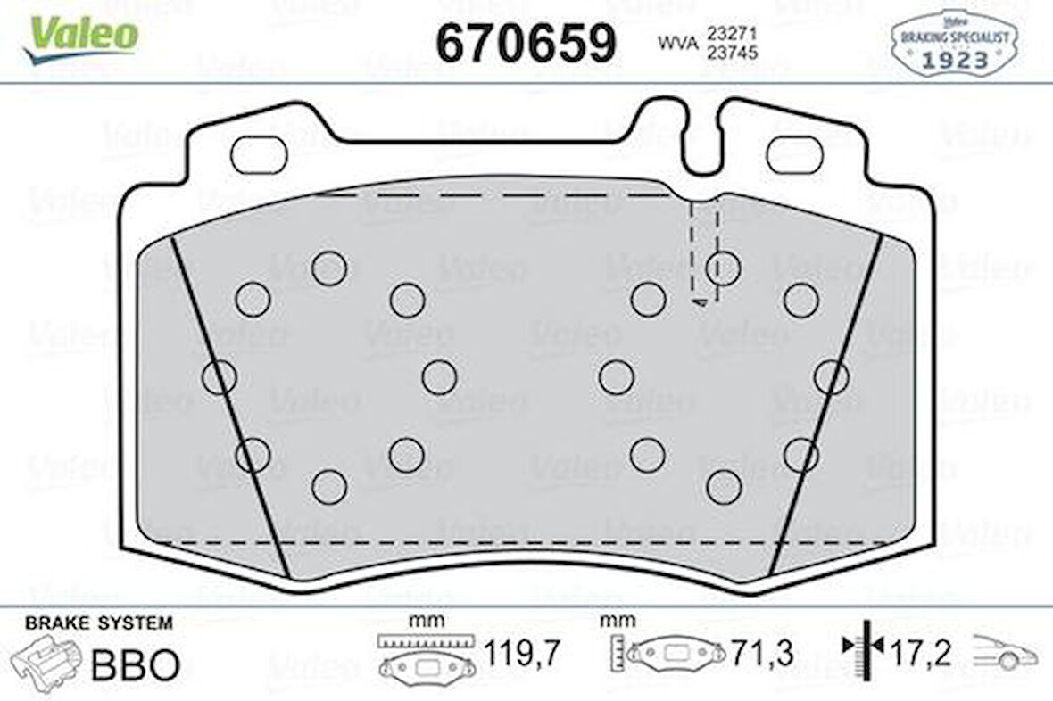 Valeo 670659 Fren Balatası Ön W203 02-07 S203 02-07 C209 02-09 C219 04-10 W211 02-08 W220 98-04 34205820