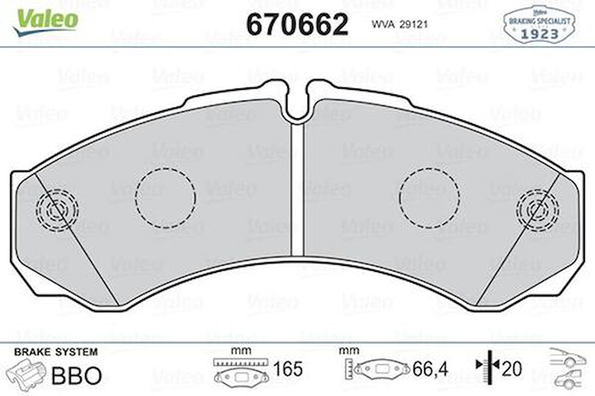 Valeo 670662 Ön Fren Disk Balata Daily 99-06 20mm 1906401