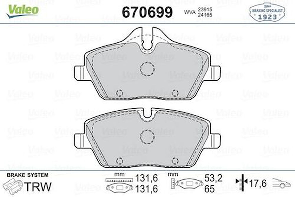 Valeo 670699 Fren Balatası Ön BMW E87 Mini R55 R56 R57 R58 F53 34116767143