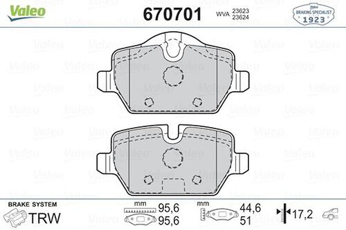 Valeo 670701 Arka Fren Balatası BMW E90 E86 34216767145