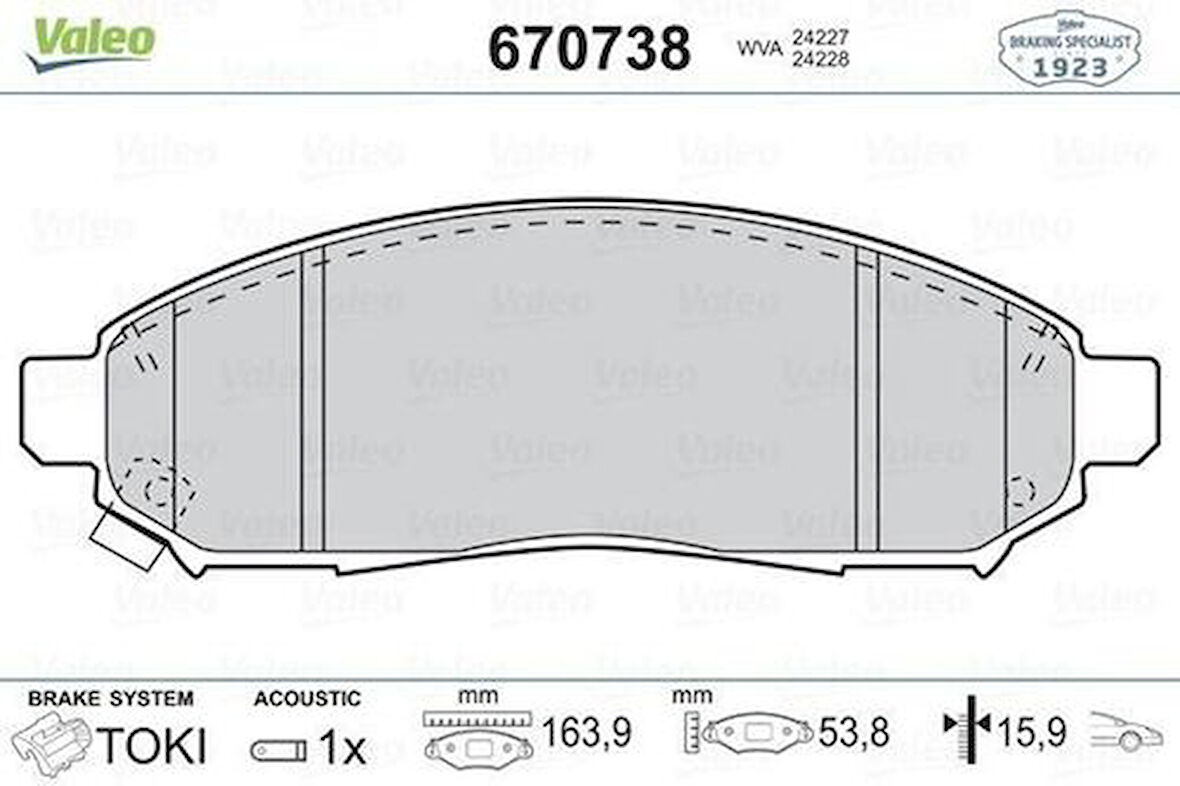 Valeo 670738 Ön Fren Balatası Nissan Navara 04-10 Pathfinder 05-11 17 Jant 41060EB326