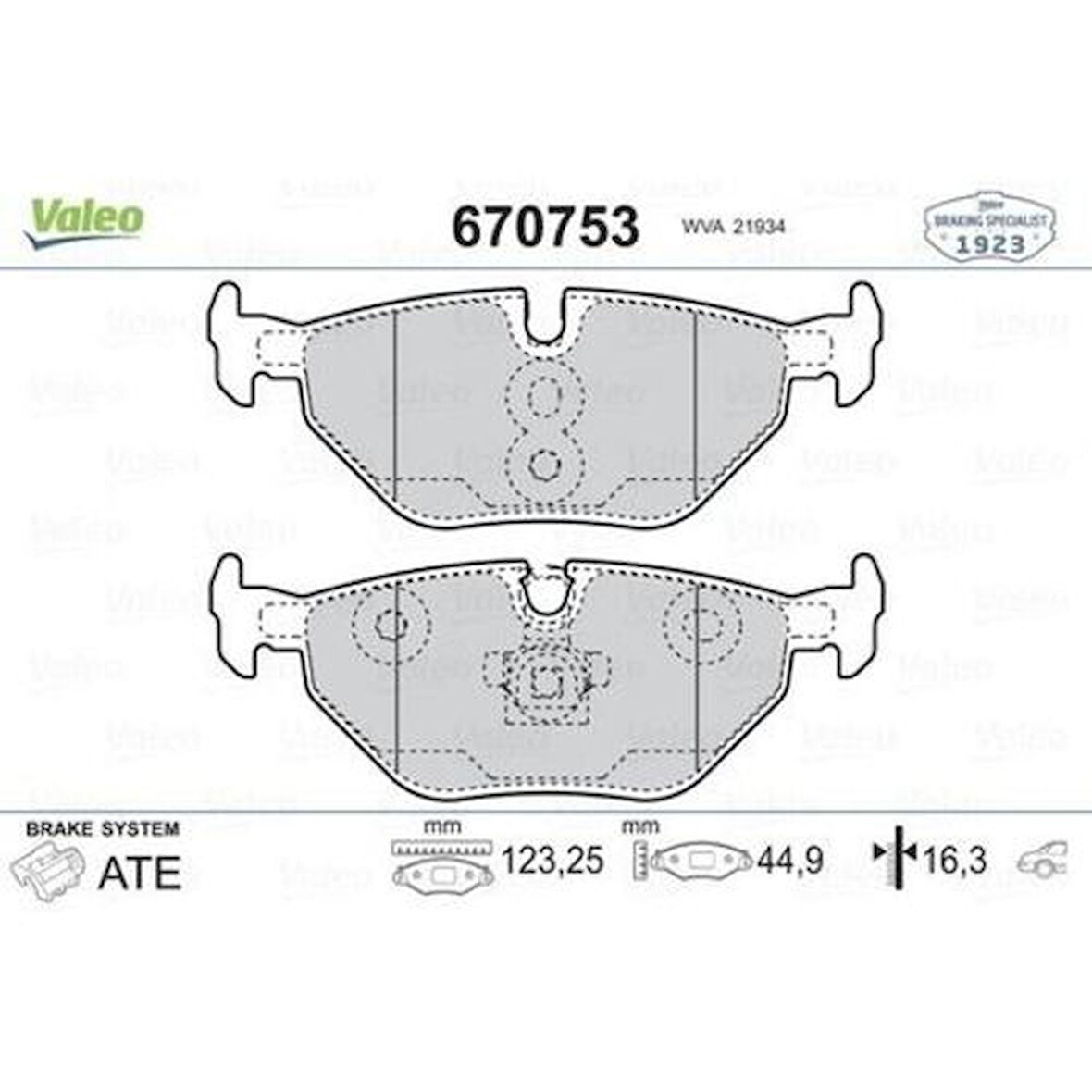 Valeo 670753 Arka Fren Balatası BMW E46 E84 34216761239