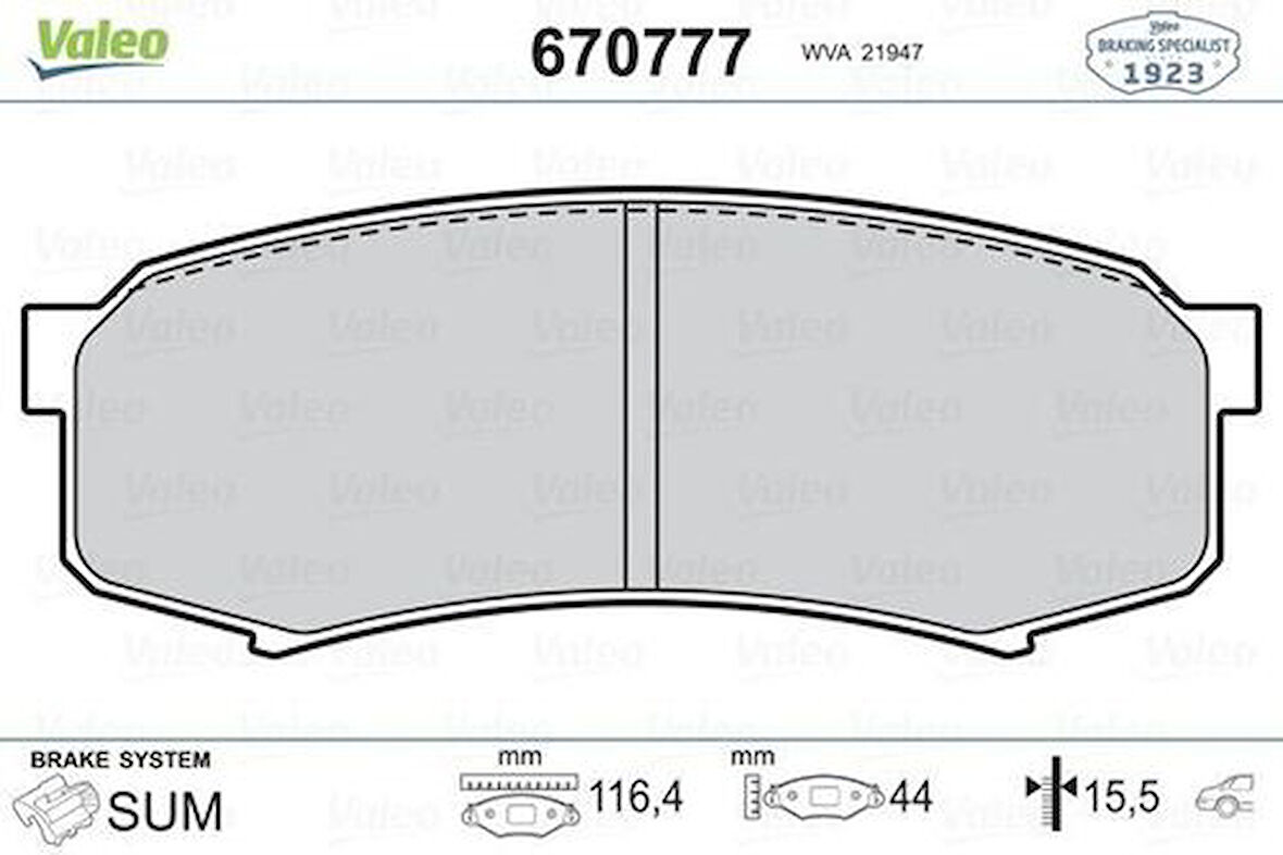 Valeo 670777 Fren Balatası Arka Land Cruiser 2.7 3.4 4.0 97-Lexus G470 01- 446660020