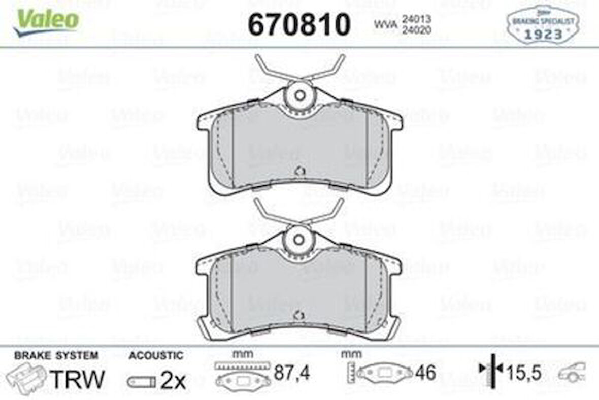 Valeo 670810 Ön Fren Balatası Corolla 1.4 1.6 2.0D 14 15 ABS 97 01 446620130