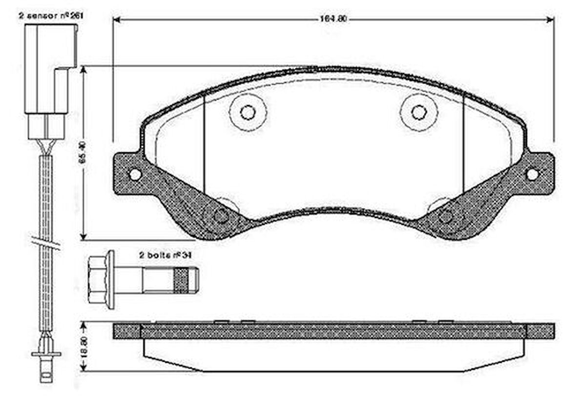 Valeo 670818 Ön Fren Balatası Transit V347 06-14 Önden Çeker Fişli Yay Cıvata 9C112K021BA