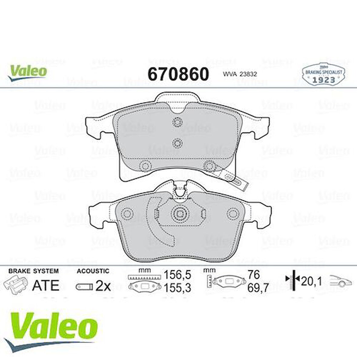 Valeo 670860 Ön Fren Balatası Astra H-Meriva A-Meriva B-Zafira B-Corsa C-Combo C Y17Dt Z17Dth 1605992