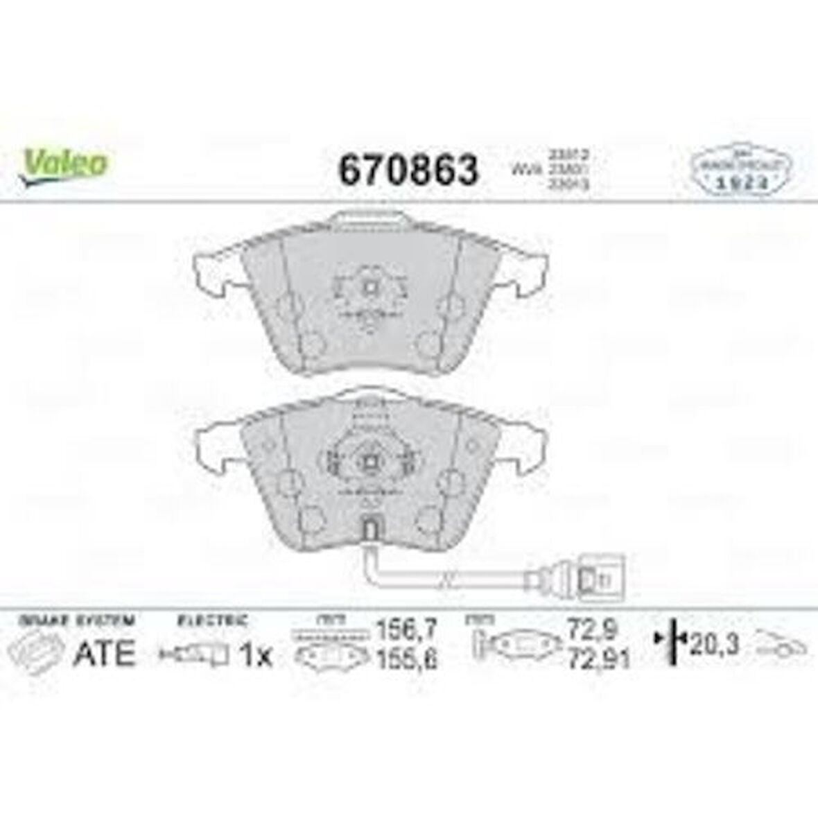 Valeo 670863 Ön Fren Balatası Fişli Golf IV 1J1 3.2 R32 4 Motıon 09 02- 1K0698151B