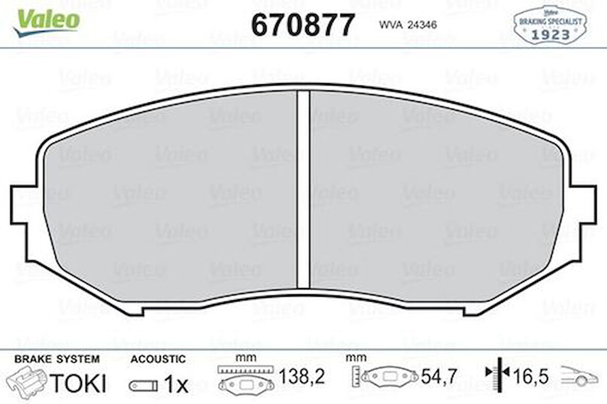 Valeo 670877 Ön Fren Balatası Suzuki Grand Vitara 2.0 1.9DDIS 10 05- 5520065J00