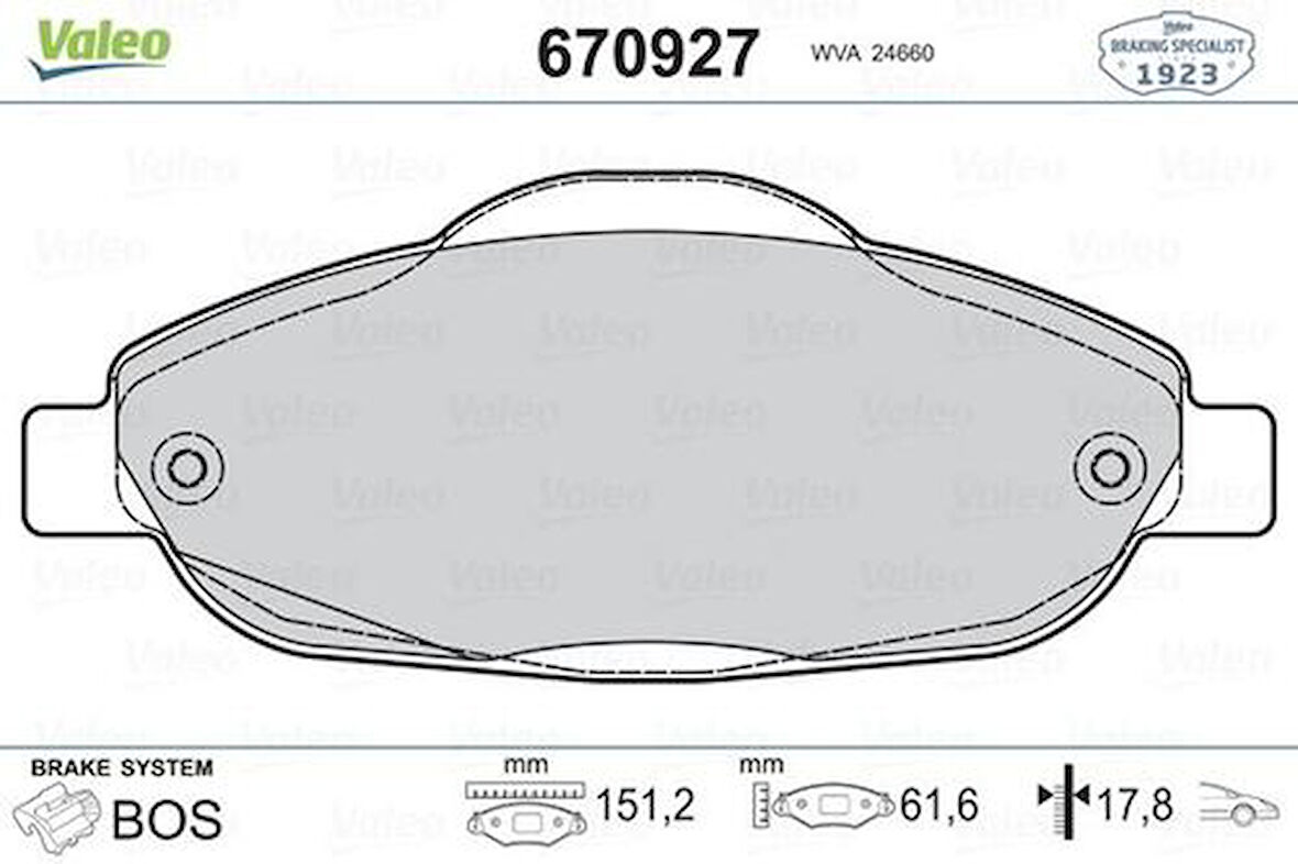 Valeo 670927 Ön Fren Balatası Takım 308 1.4 VTI 1.6 HDI 1.6 Thp 1.6 VTI 2.0 HDI 06 4254.26