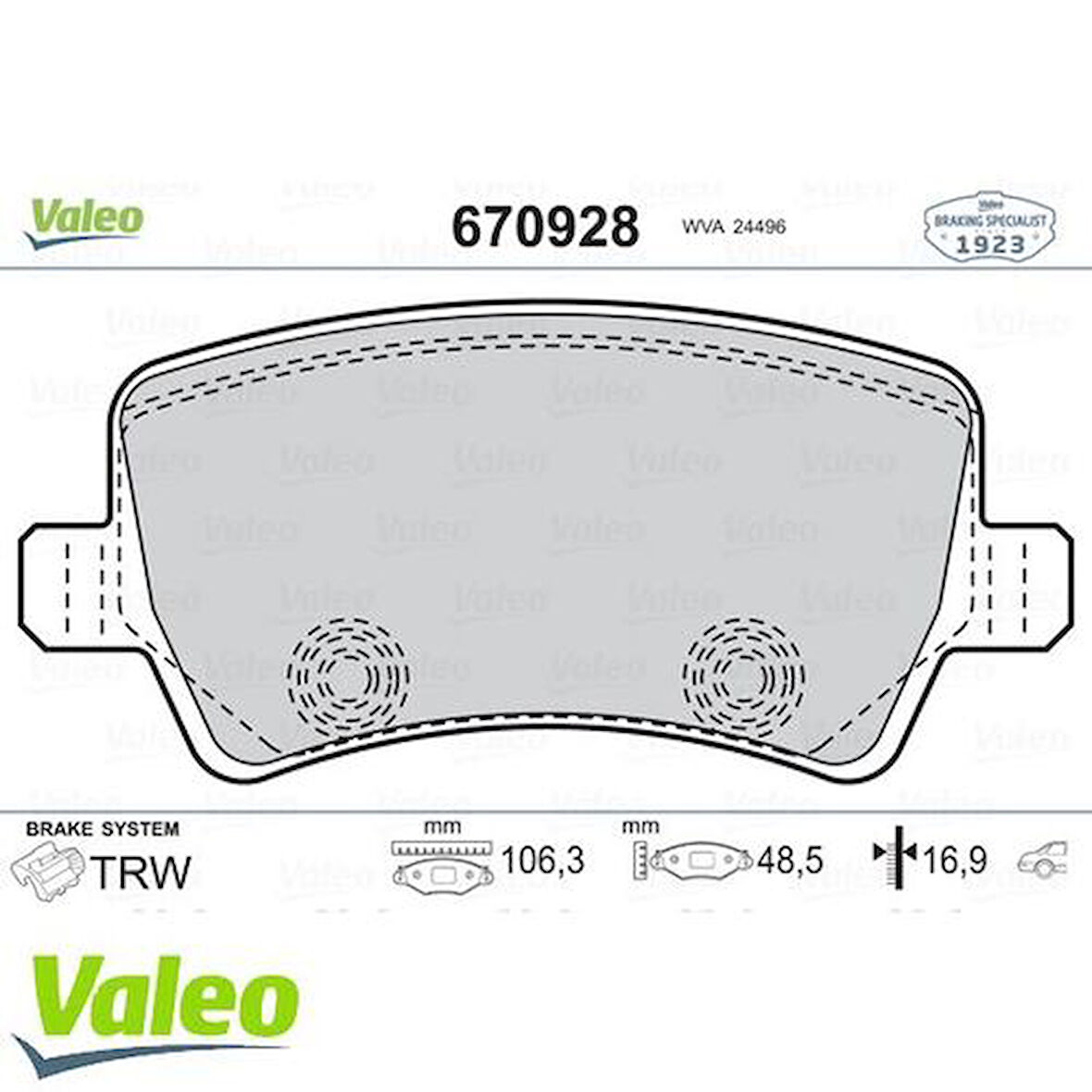 Valeo 670928 Arka Fren Balatası S-Max 09-06-Galaxy III 06-S60 10-S80 06-V60 V70 06-XC60 08-XC70 06-Range Rover Evoque 11- 6G912M008GF