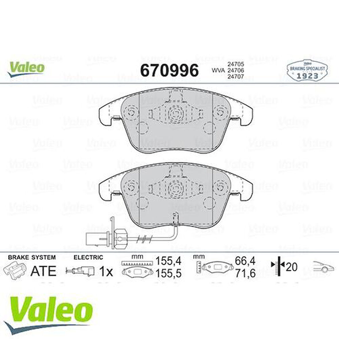 Valeo 670996 Fren Balatası Ön A4 08-15 A5 07-Q5 10-17 Q5 09-11 8K0698151F