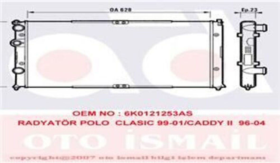 Valeo 732710 Motor Radyatörü Caddy 1.9SDI 1.9TDI 95-03 6K0121253AS