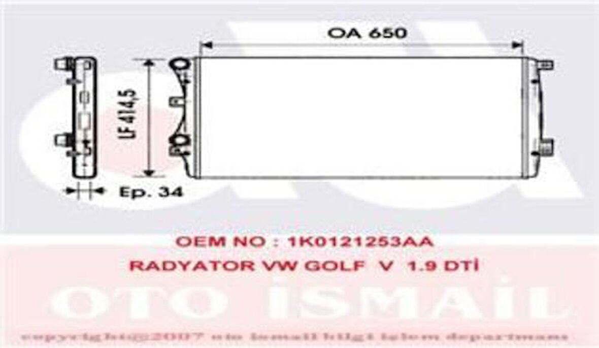 Valeo 732872 Motor Radyatörü 648x460 Caddy Passat Golf Jetta Octavia Touran Altea Superb 2.0TDI Cfhc 04-12 1K0121253AA