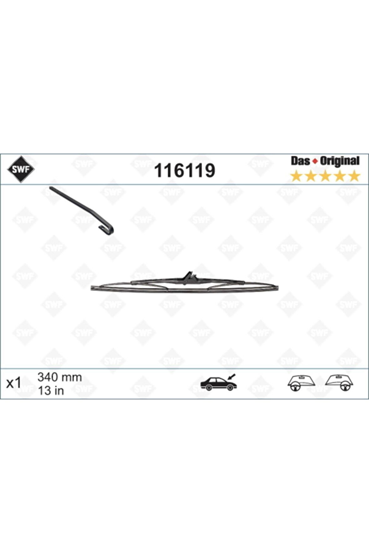 Valeo 116119 Silecek Süpürgesi Arka Golf3-golf4 340 Mm Volkswagen-audı-seat-skoda Golf3-gol