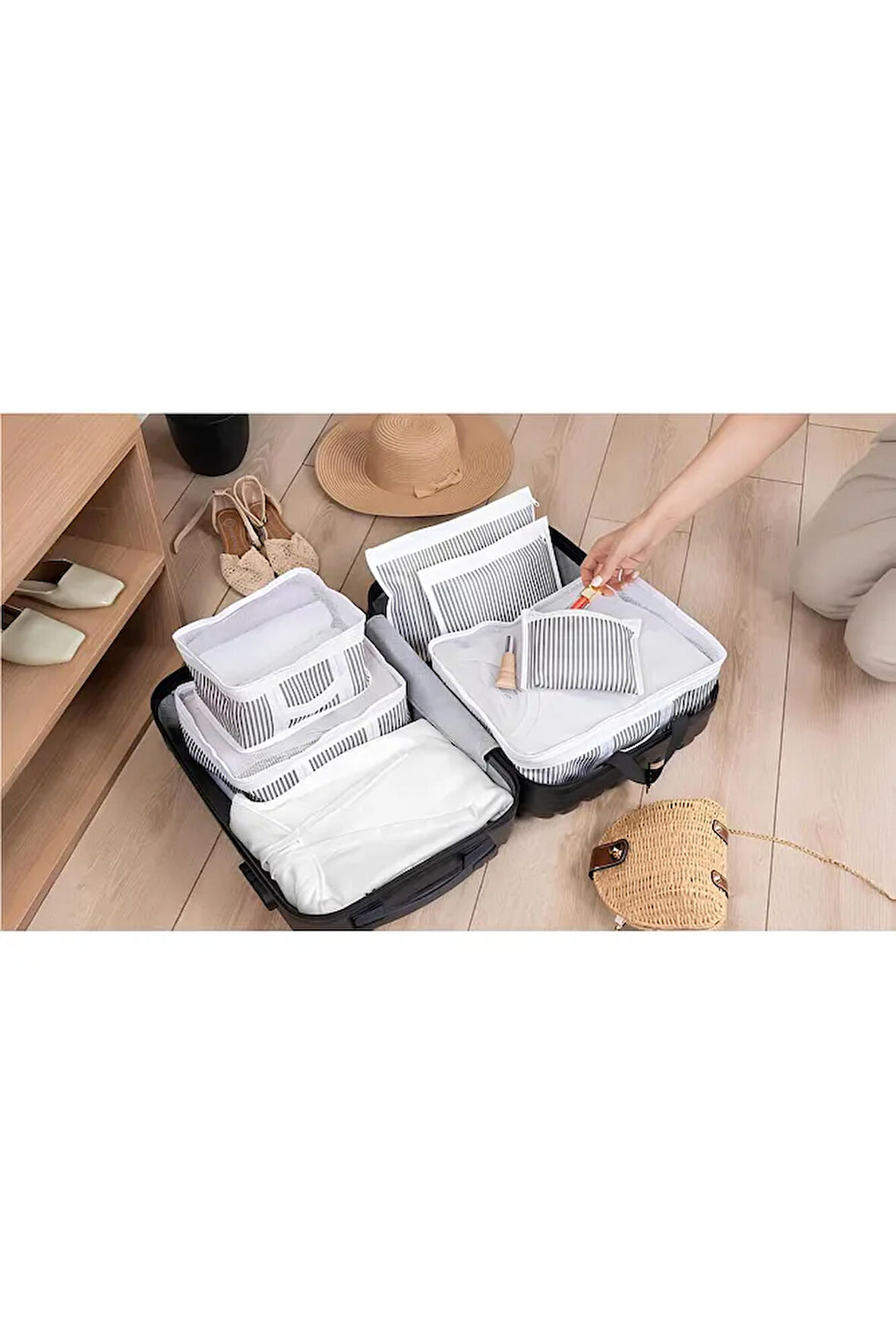 (2 SET) 6'lı Valiz Düzenleyici Set - Çizgili