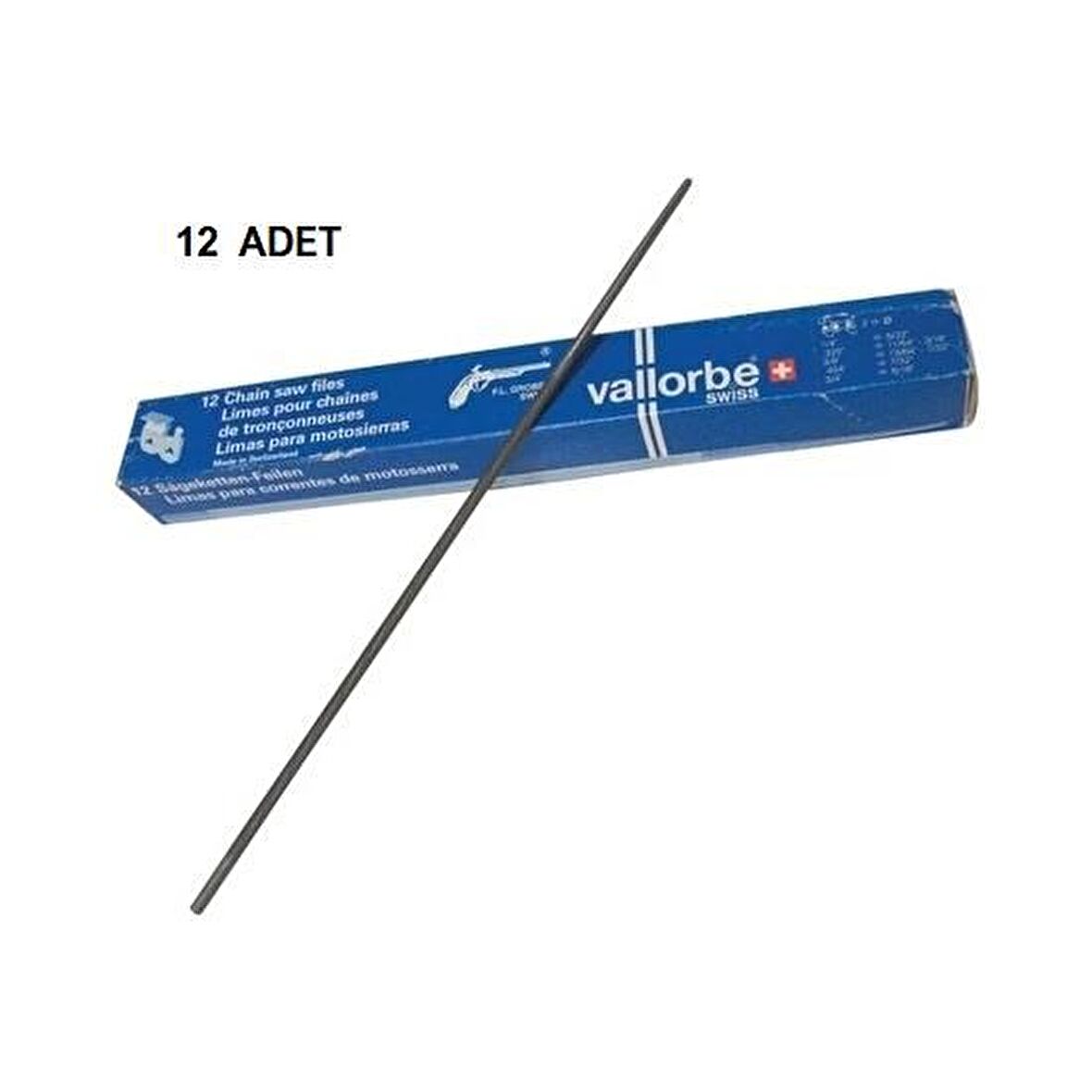 Vallorbe 5/32 Motorlu Testere Eğesi 4.0 mm 12 Adet - Tabanca Eğe