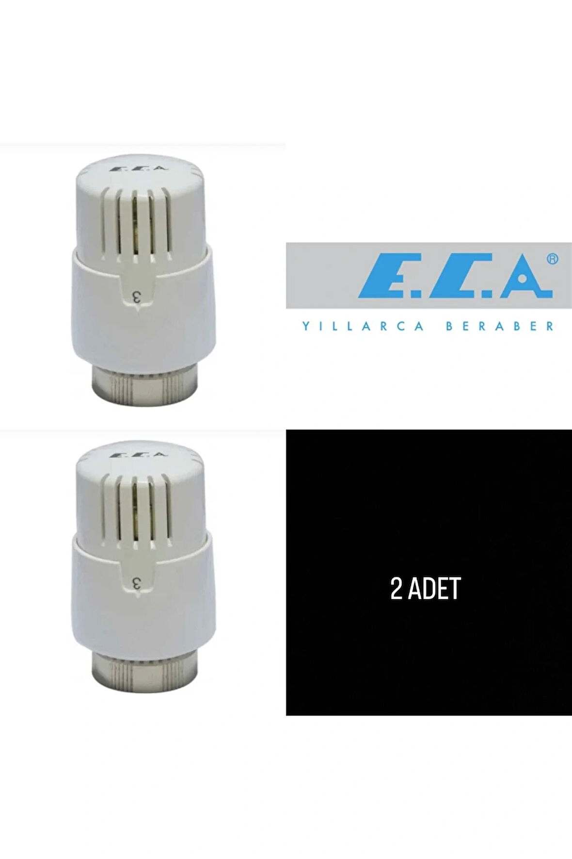 E.C.A Termostatik Vana Kafası 2'Lİ - Hassas Sıvı Isı Sensörü, Kolay Montaj, Standart Boyut, 1 Adet, Beyaz, Yüksek Dayanıklılık