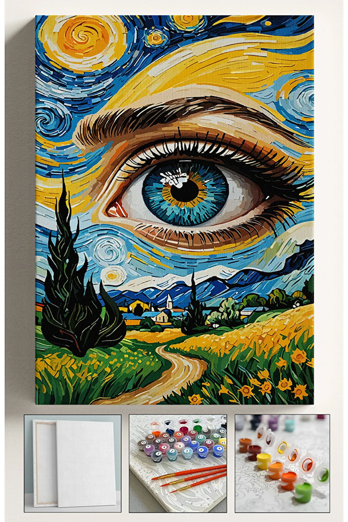 Sayılarla Boyama Seti Numaralı Tuval Fırça Boya 40x50 Cm - VAN GOGH GÖZ