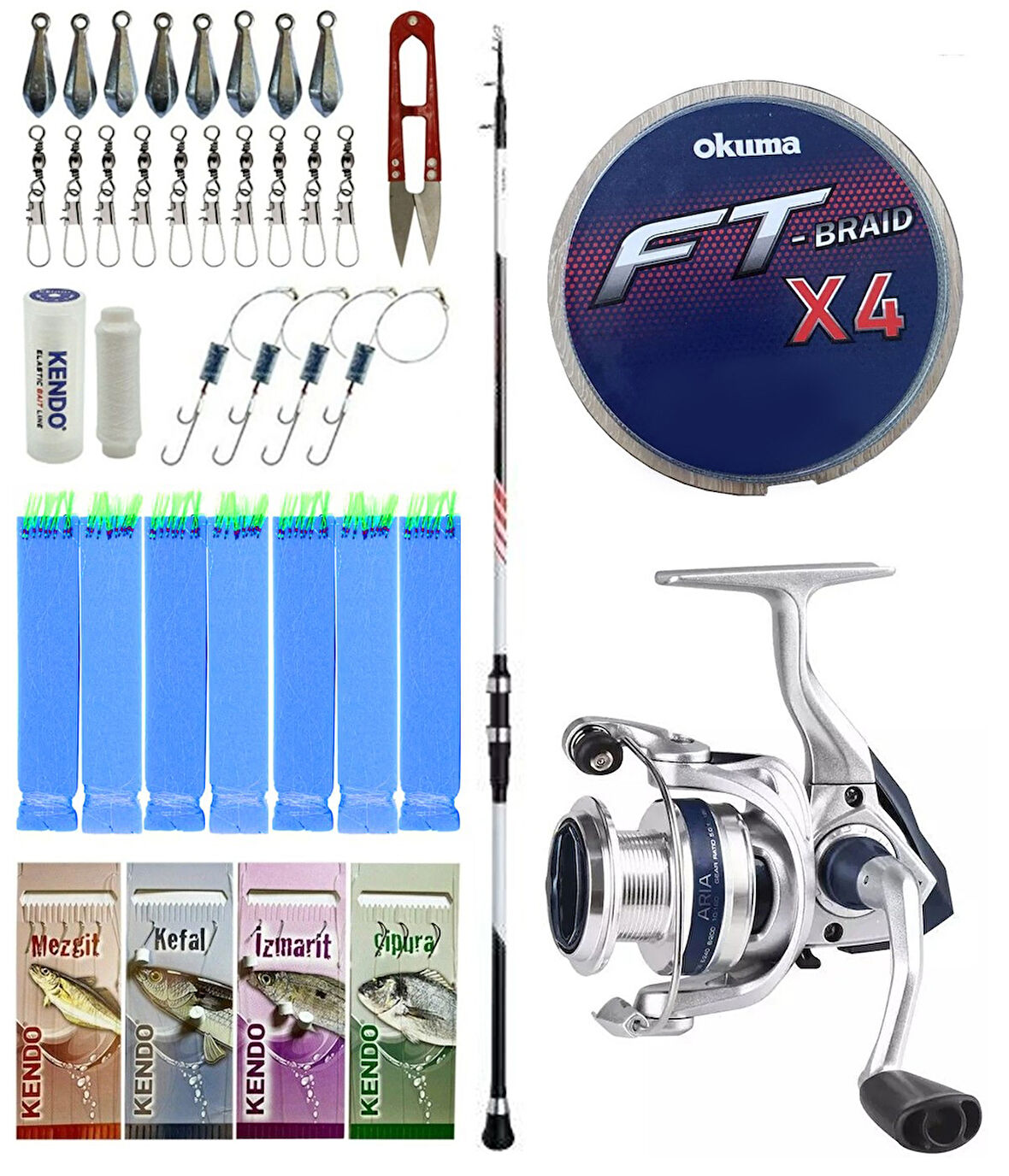 Yek Outdoor Tekne Olta Seti Shimano Kamış Vengeance AX Boat Tele 1,80m 150g 3pc&Okuma ARIA-6000a Olta Makinesi