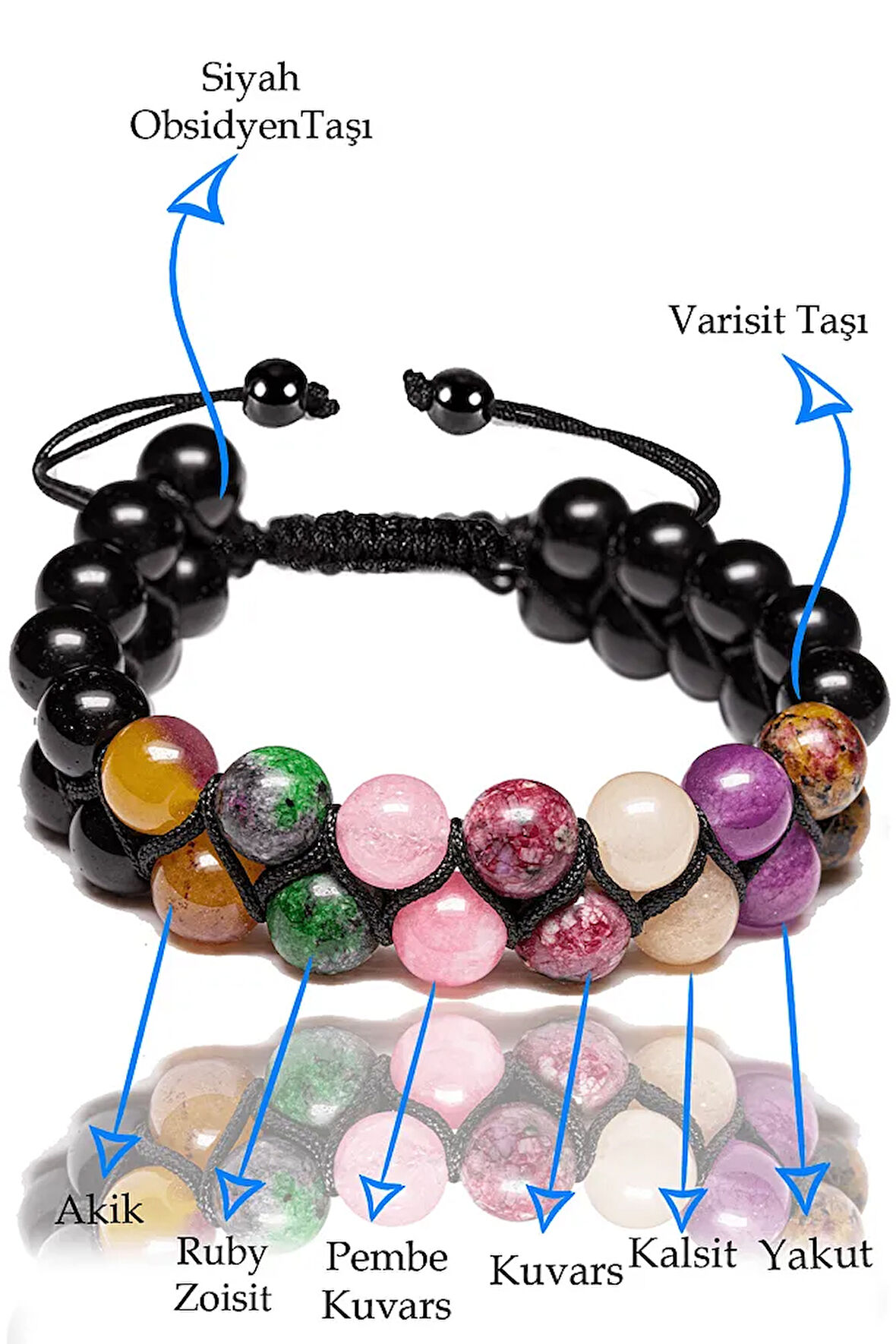 Sertifikalı Boğa Burcu Doğal Taş Bileklik - Makrome