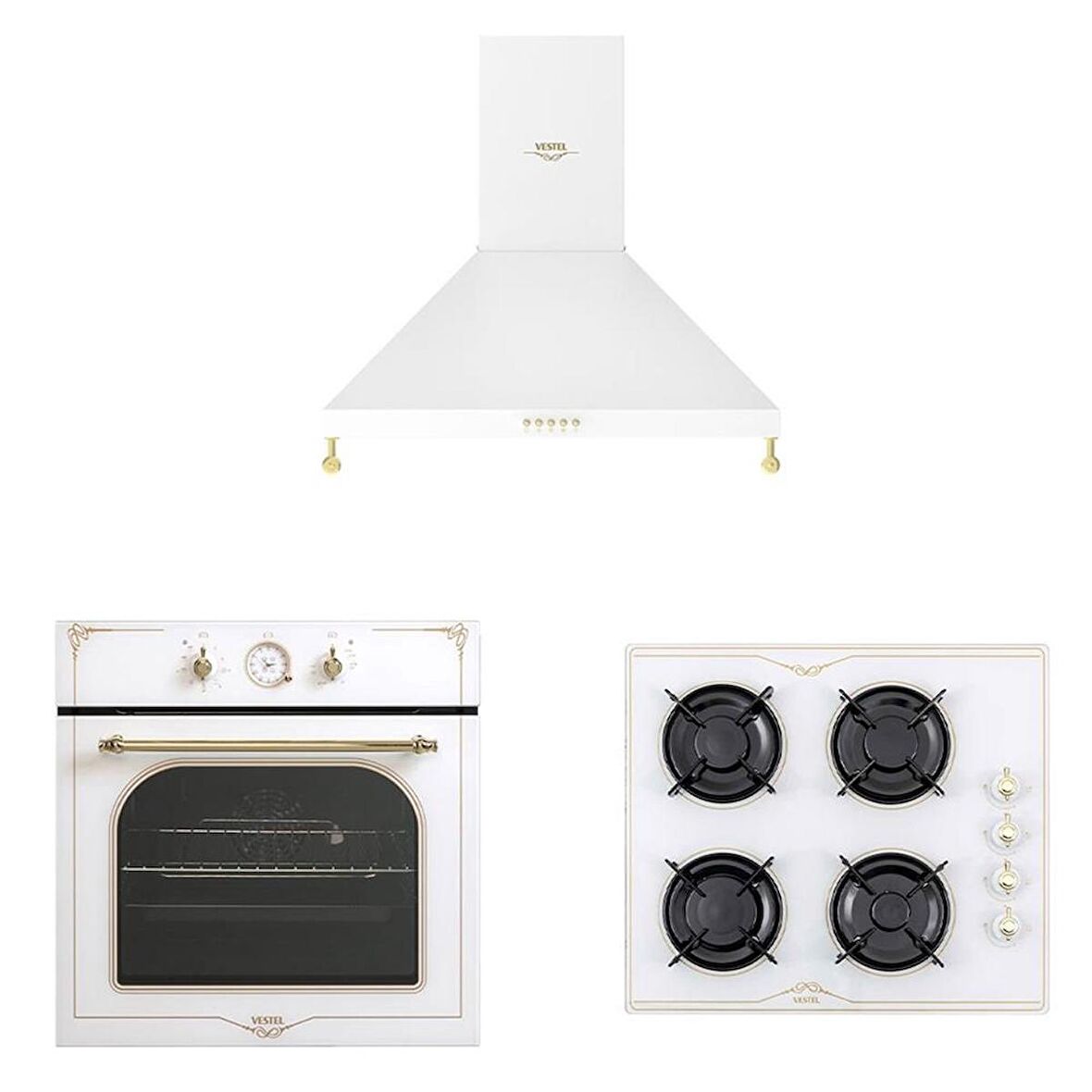 Vestel Beyaz Rustik Set (AF-7688 RB + AO-6104 YRB + AD 60041 RB)