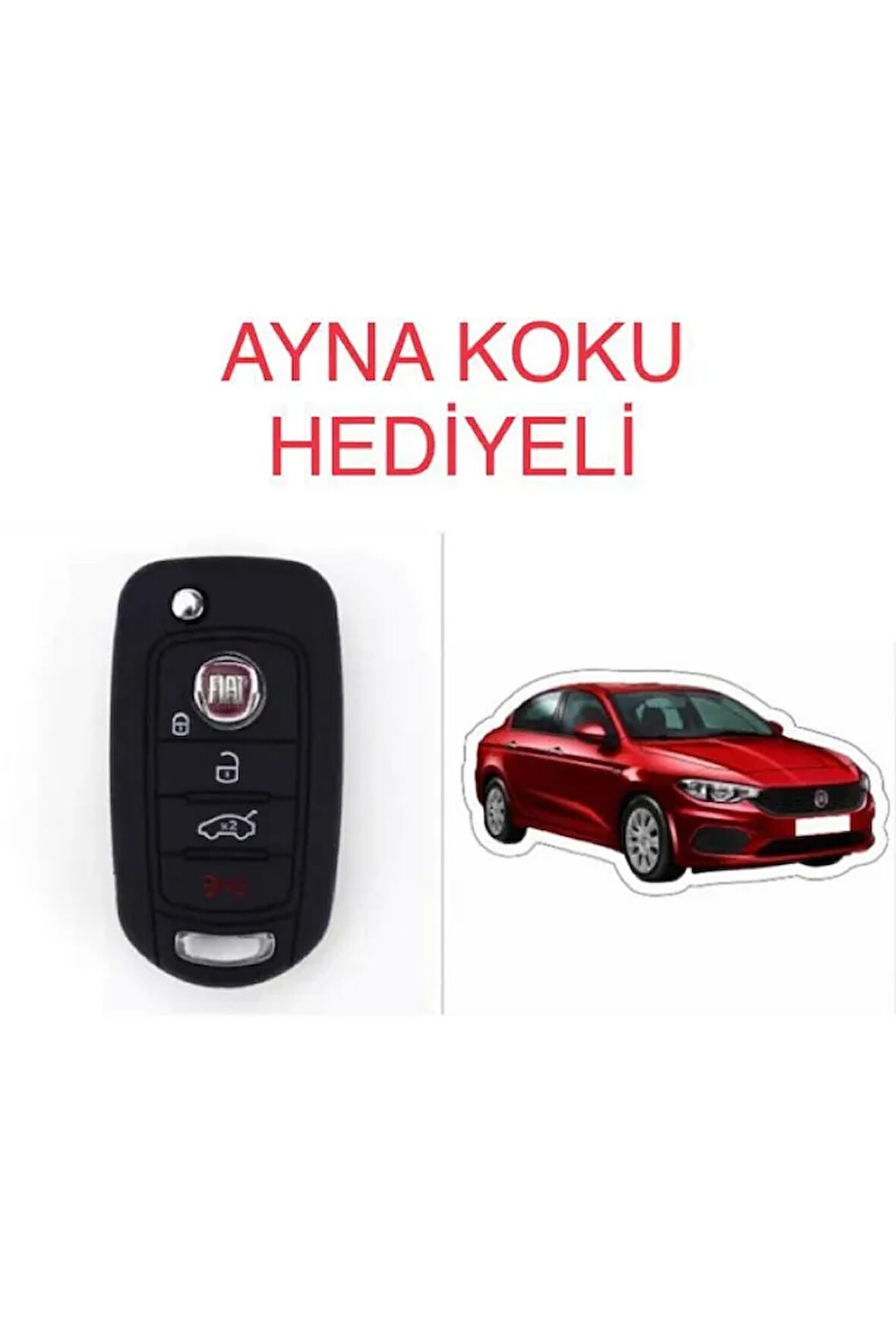 Fiat Egea 500x Silikon Anahtar Koruma Kılıfı + 5 Adet Hediye Koku