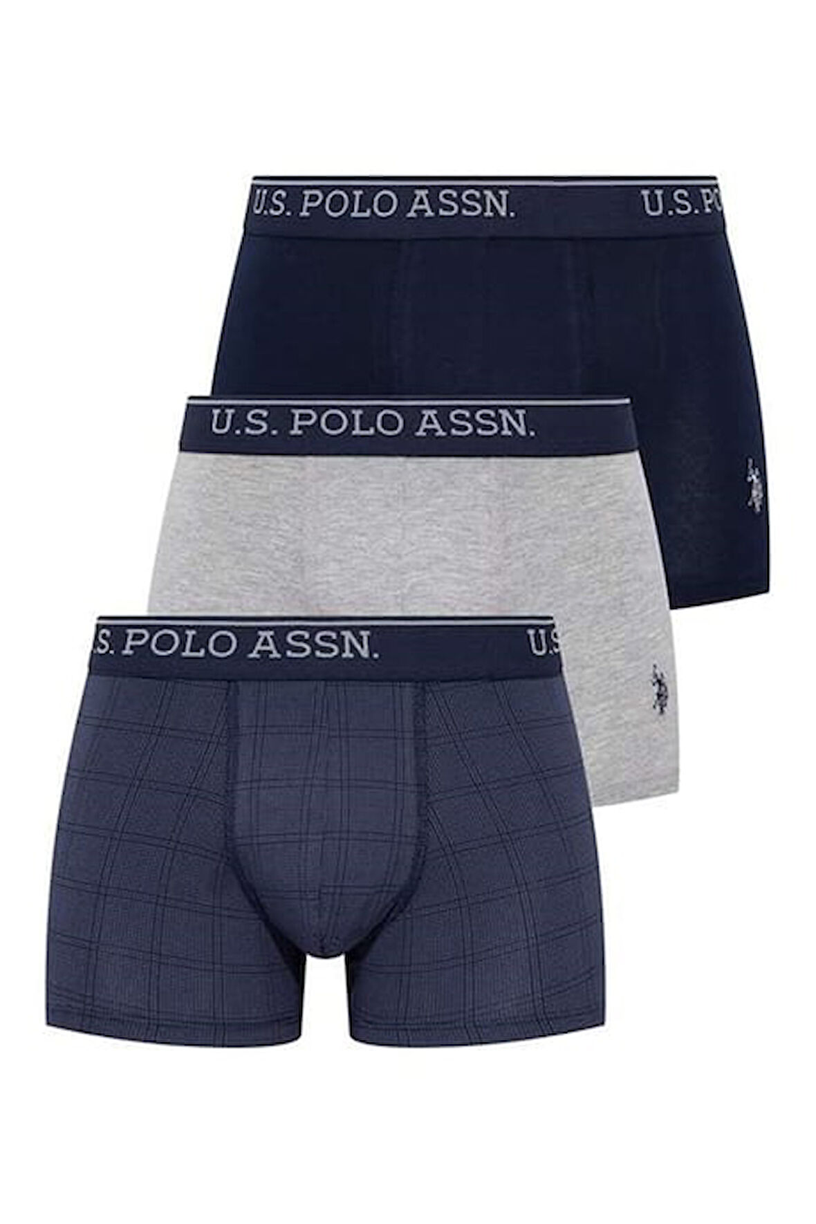 U.S. Polo Assn. Erkek Lisanslı Fit Boxer 3'lü Kutulu Paket / Lacivert - Gri - Baskılı