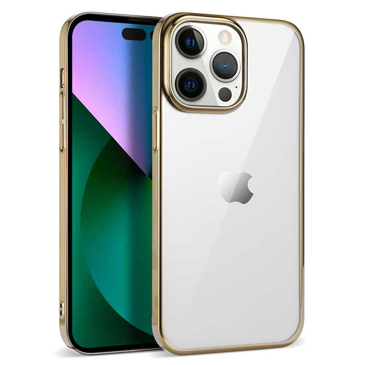 Vendas iPhone 14 Pro Max Uyumlu (14 Pro Max) Eksa Serisi Glitter Elektroplated Color Corner Sert Premium Kılıf