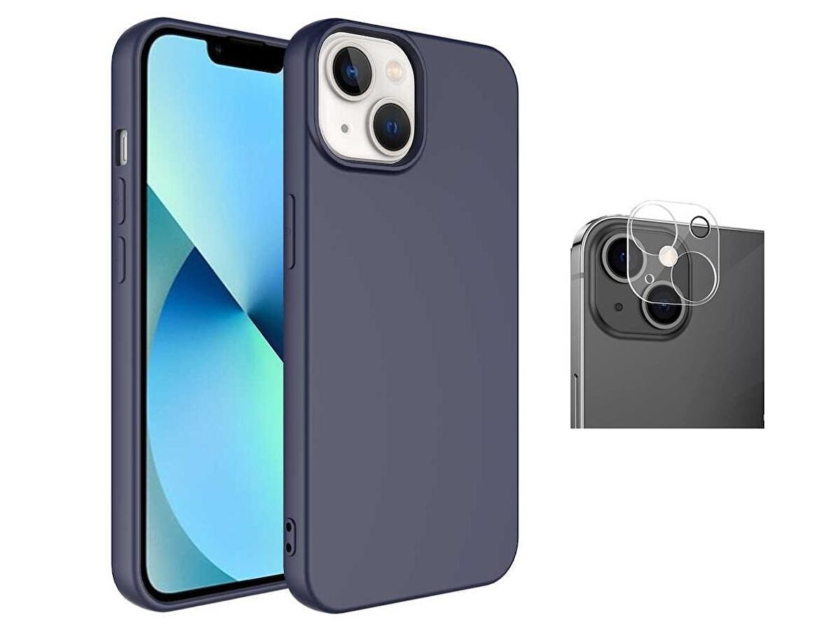 Vendas iPhone 14 Plus Uyumlu (14 Plus) W-Lansman Serisi İçi Kadife İpek Dokulu Lansman Kılıf + Kamera Lens Koruyucu