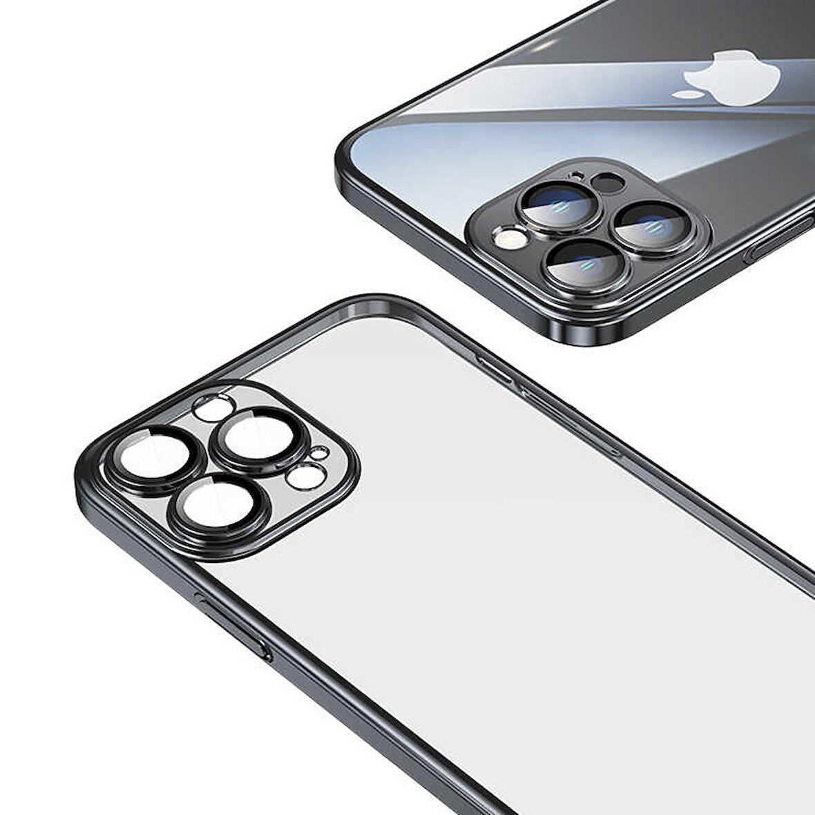 Vendas iPhone 14 Pro Uyumlu (14 Pro) Pilas Serisi Elektroplated Sert PC Renkli Çerçeveli Silikon Kılıf