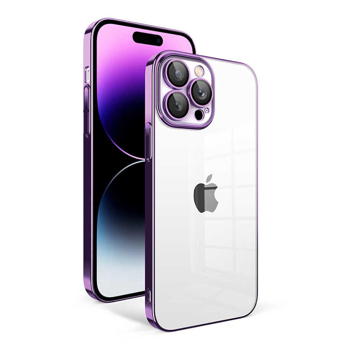 Vendas iPhone 14 Pro Max Uyumlu (14 Pro Max) Veve Serisi Parlak Renkli Kenarlı Elektroplated Magic Silikon Kılıf
