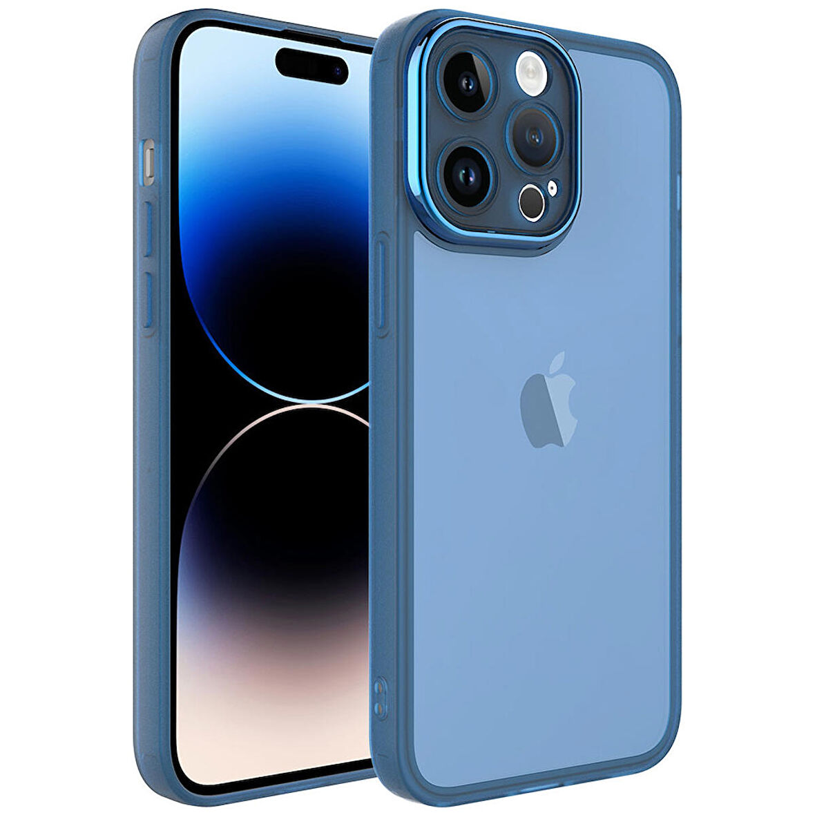 Vendas iPhone 14 Pro Uyumlu Post Serisi Kamera Korumalı Canlı Renkli Transparan Tasarımlı Silikon Kılıf