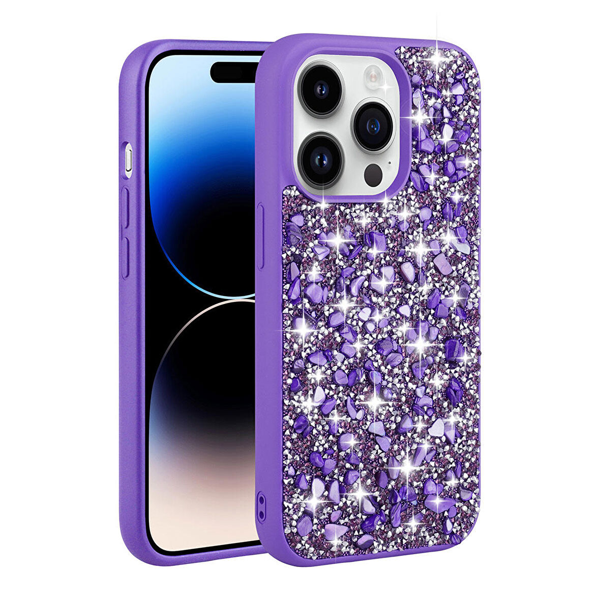 Vendas iPhone 14 Pro Max Uyumlu Linea Serisi Parlak Taşlı Tasarımlı Magic Fashion Kılıf