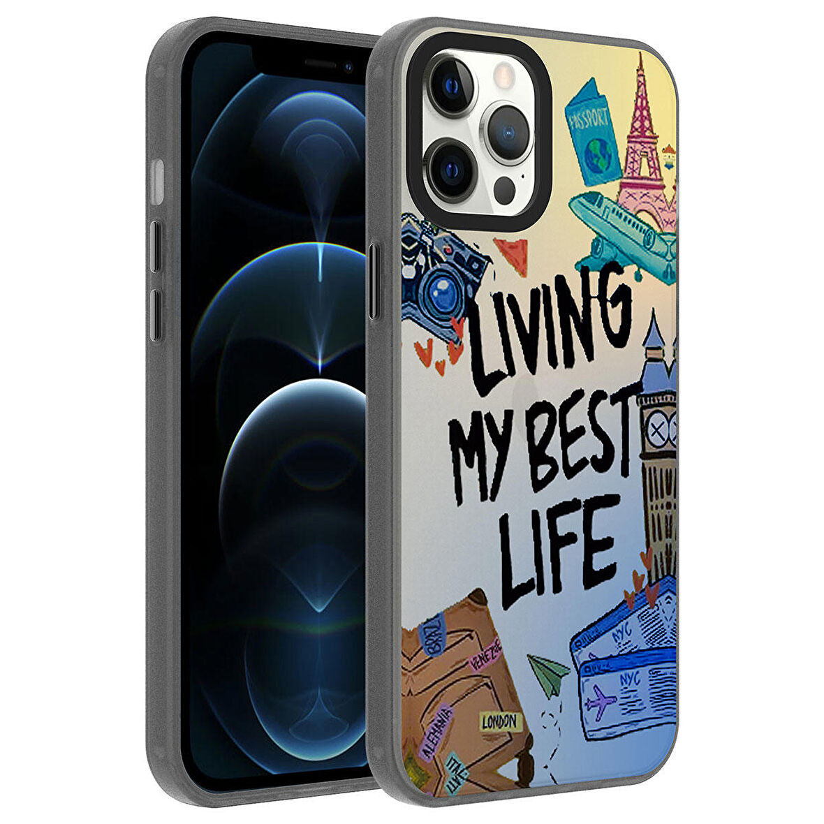 Vendas iPhone 12 Pro Max Uyumlu Dragon Serisi Parlak Desenli Fashion Hard Silikon Kılıf