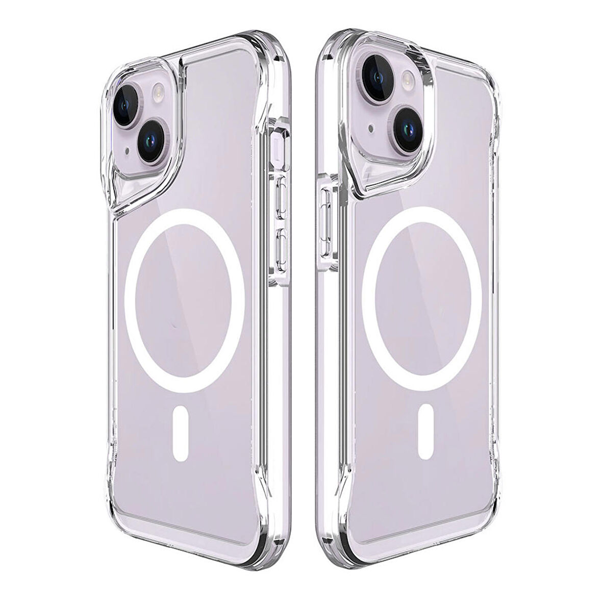 Vendas iPhone 14 Plus Uyumlu (14 Plus) Door Serisi Magsafe Destekli Darbe Direçli Elektroplated Şeffaf T-Max Kılıf