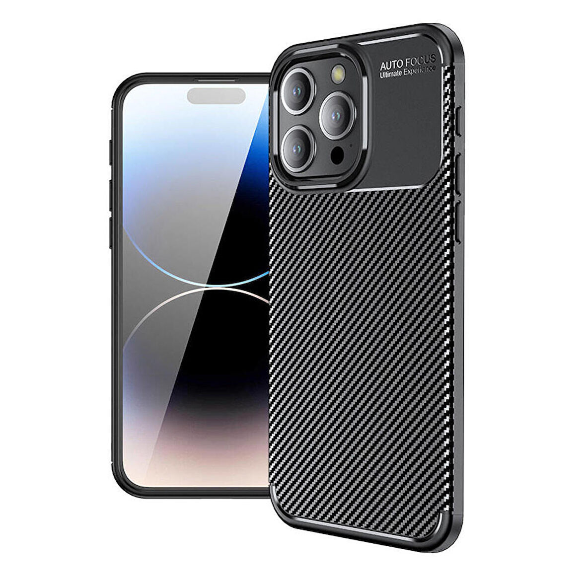 Vendas iPhone 15 Pro Uyumlu Deep Dizayn Auto Focus Tasarımlı Karbon Dizayn Kılıf