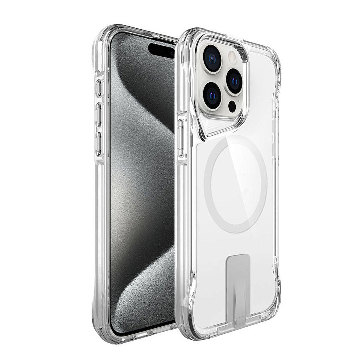 Vendas iPhone 15 Pro Uyumlu Door Serisi Magsafe Şarj Özellikli T-Max Standlı Silikon Kılıf